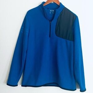 Adidas Mens Blue Quarter Zip Pullover Knit Fleece Sweater Sz M